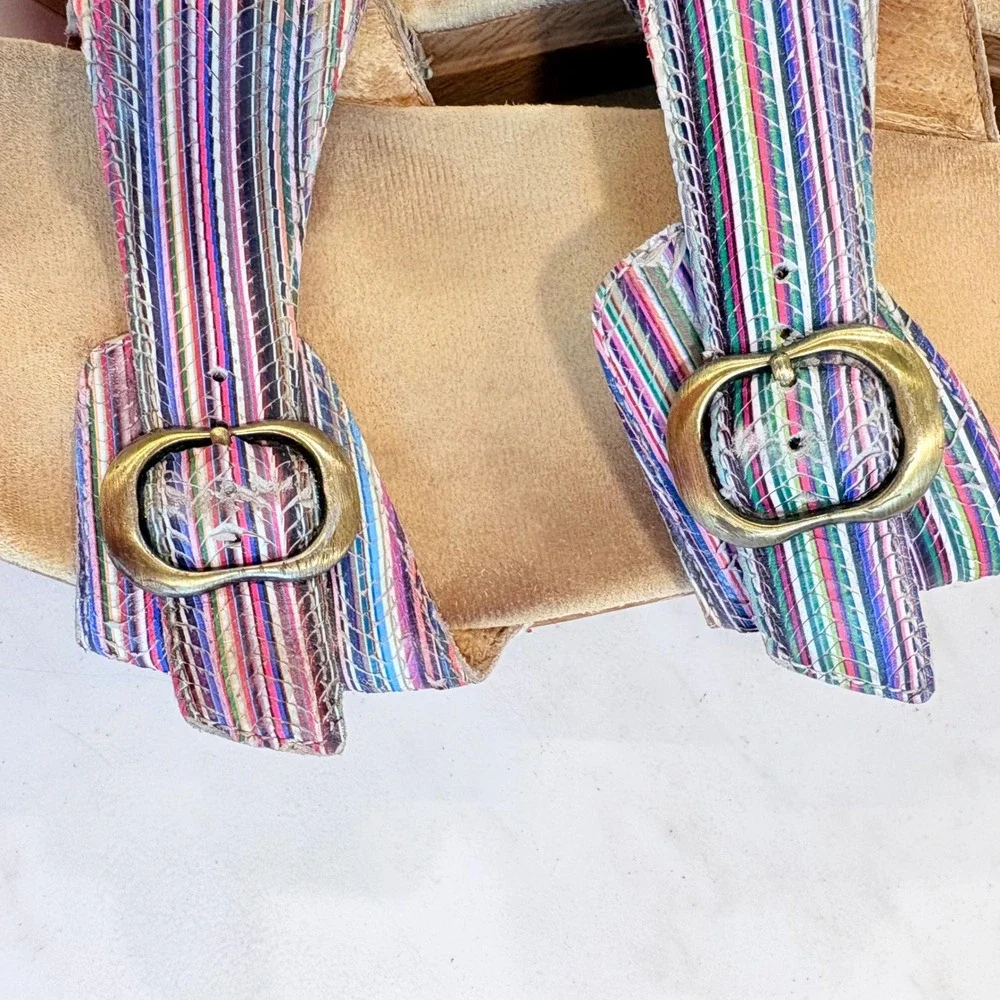Boho Retro Wedge Sandals Striped Buckle Dansko Women Multi EU 4 / US 10.5